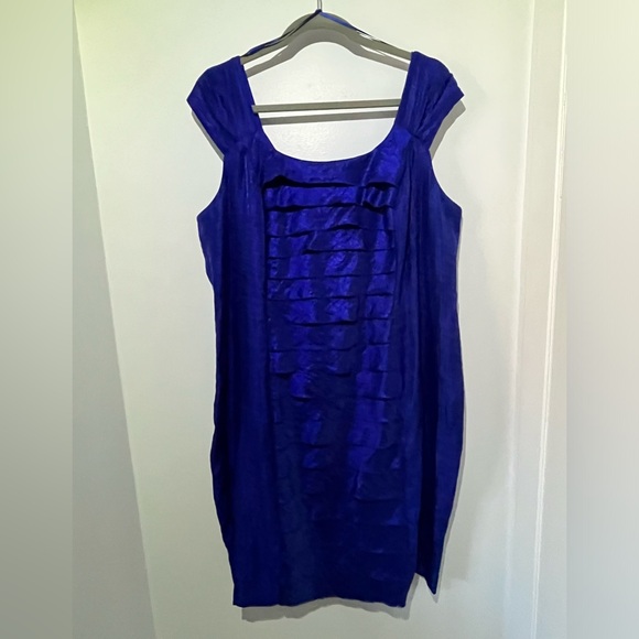 EUC 18W Michel Antoni Blue Shimmering Dress - Picture 3 of 7